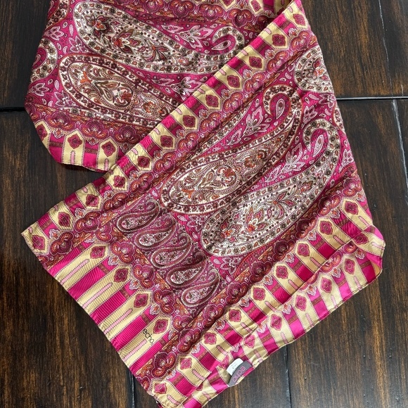ECHO SILK SCARF PAISLEY RECTANGLE PINK - Picture 1 of 4
